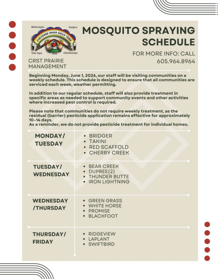 Mosquito Spraying Schedule