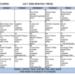 Center For Elders July 2026 Menu