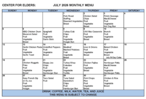 Center For Elders July 2026 Menu
