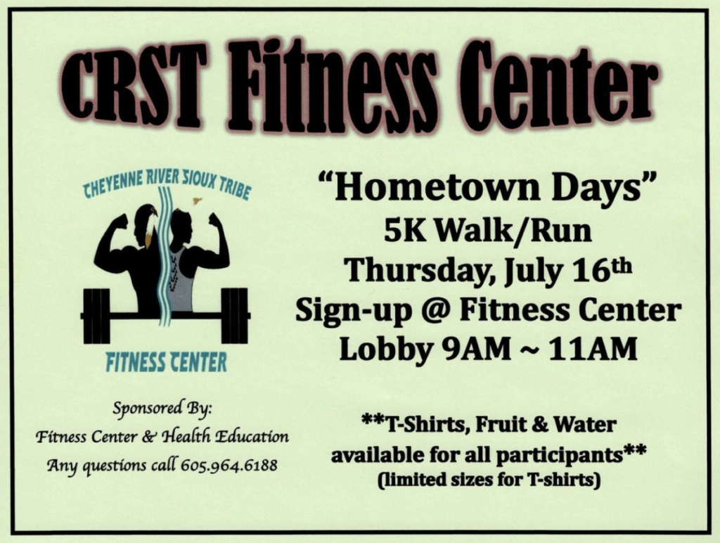 “Hometown Days” 5K Walk/Run – CRST Fitness Center