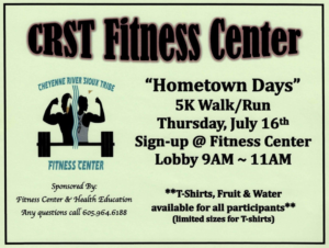 “Hometown Days” 5K Walk/Run – CRST Fitness Center